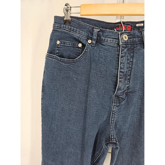Jag Women's Blue Dark Wash high Rise Casual Belt Loop Cotton Jean Size 16 - Picture 2 of 5
